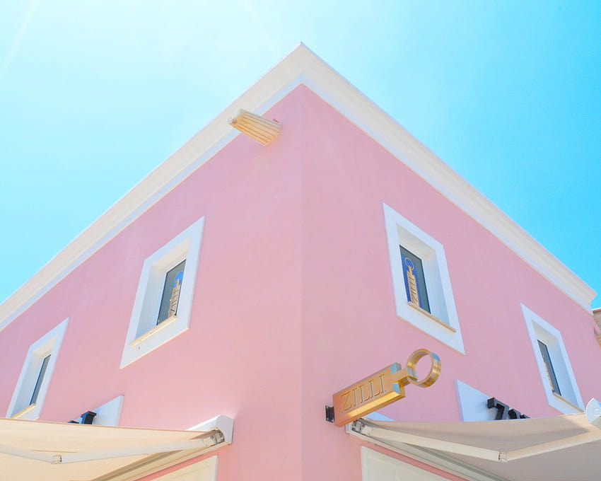 Pink and white concrete house structure architecture houses • For You For & Mobile, pink house HD wallpaper