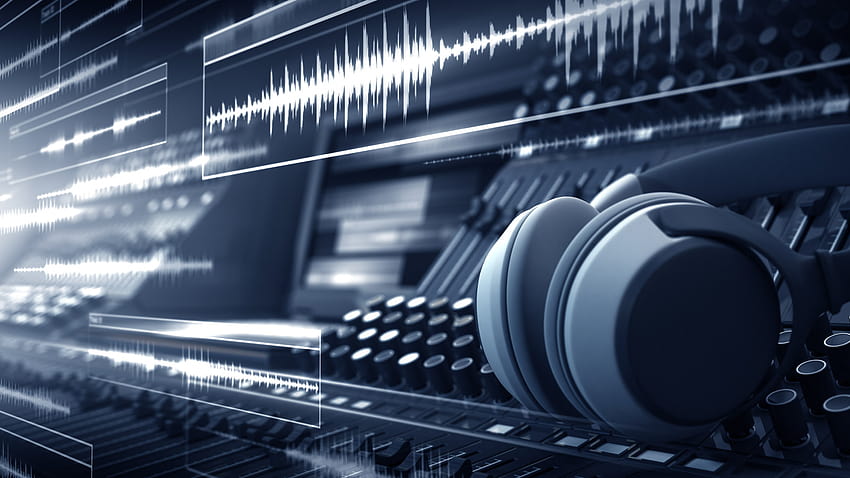 Sound Waveforms And Experimental Music Studio, Tonstudio HD-Hintergrundbild