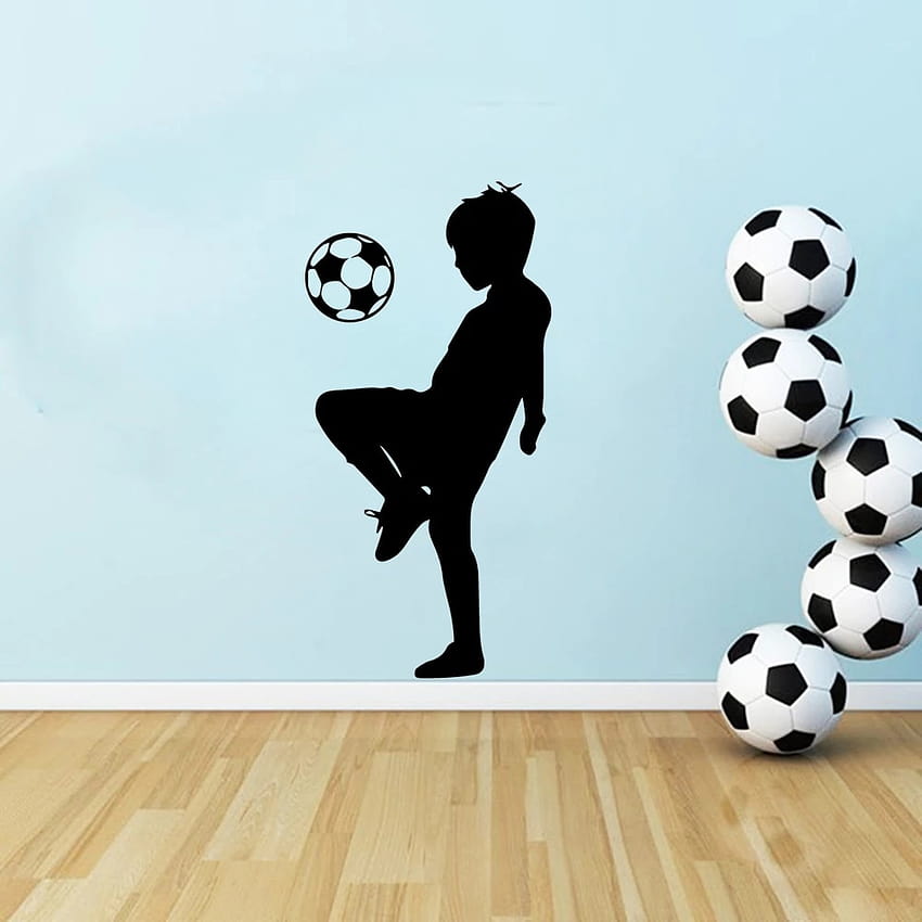 Adesivi murali Little Boy Football per ragazzi Decorazione camera dei bambini Adesivo in vinile Decalcomanie calcio наклейки на стену футбол Sfondo del telefono HD