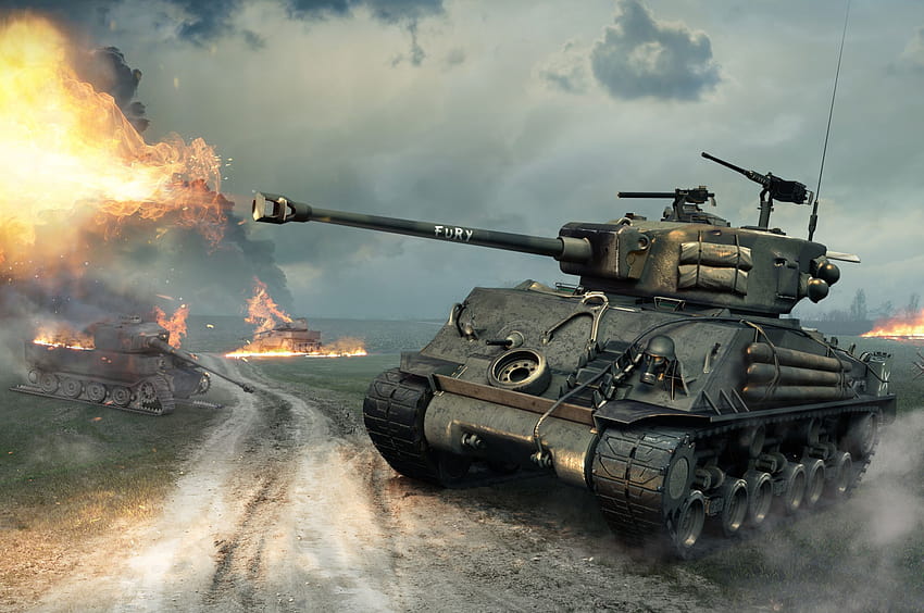 Fury M4 Sherman Tankı World of Tanks'ta [4096x2304] Mobil ve Tablet HD duvar kağıdı