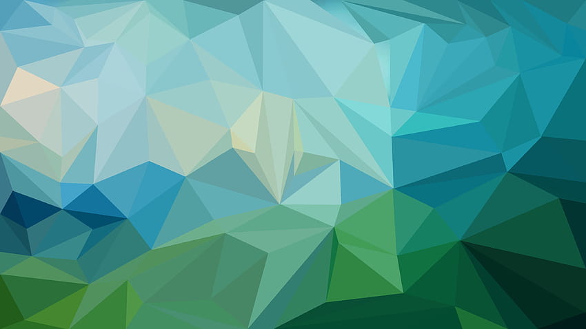 Biru Hijau Geometris, bentuk geometris segitiga biru Wallpaper HD