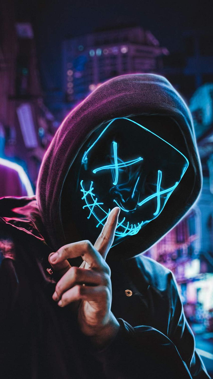 Neon Mask Hoodie Guy, topeng neon 2022 wallpaper ponsel HD