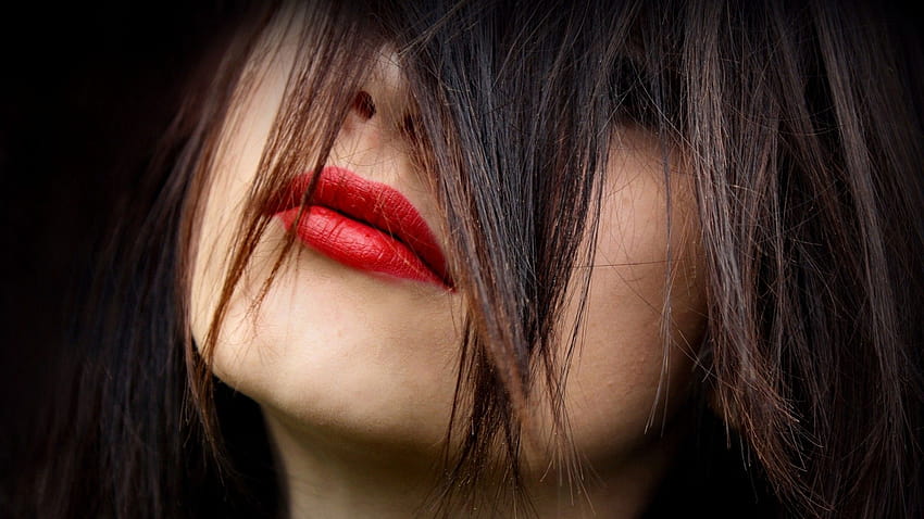 mujeres labios primer plano morena lápiz labial rojo, s, mujeres de labios rojos fondo de pantalla