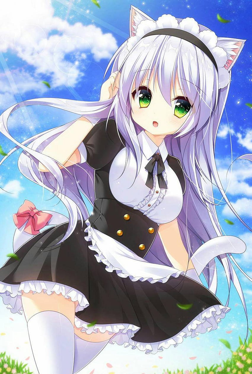 Neko maid by rosylover, anime girl maid HD phone wallpaper