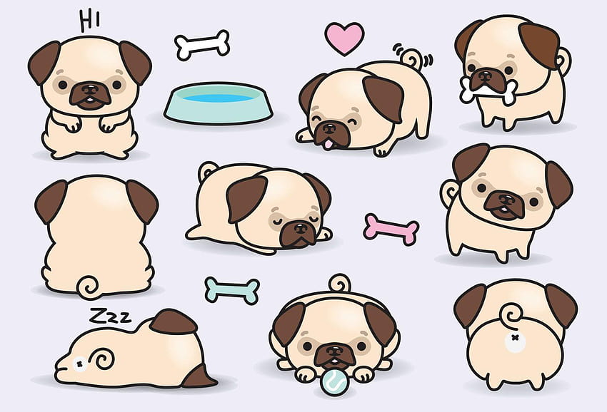 Pug clipart baby dog, cartoon pugs HD wallpaper | Pxfuel
