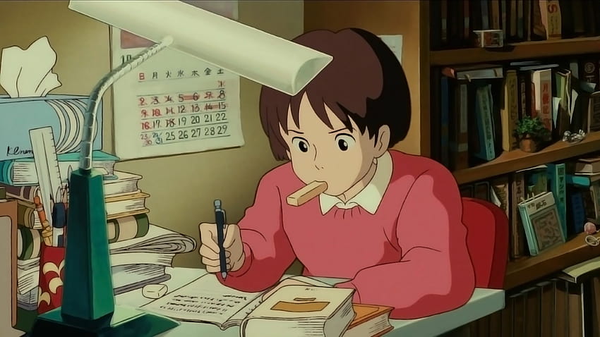 Studium anime, estetyczna kreskówka książkowa Tapeta HD
