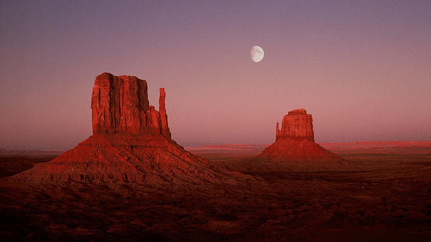 Пустини Юта Monument Valley Moonrise, monument valley Юта HD тапет