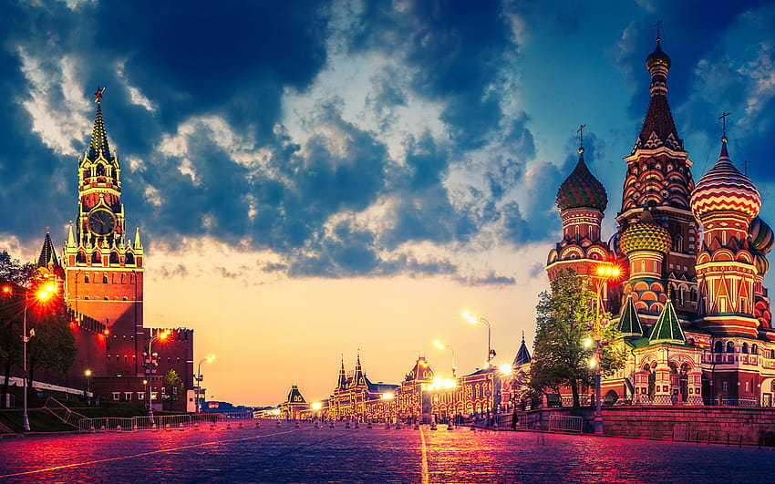 มอสโก รัสเซีย จัตุรัสกลางเมือง จัตุรัสแดง ท้องฟ้า วัด 1920x1200 วอลล์เปเปอร์ HD