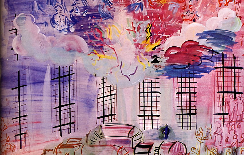 França, 1937, Raoul Dufy, Electricidade, Aquarelle, H.G., ElectricitÂ , secção живопись papel de parede HD