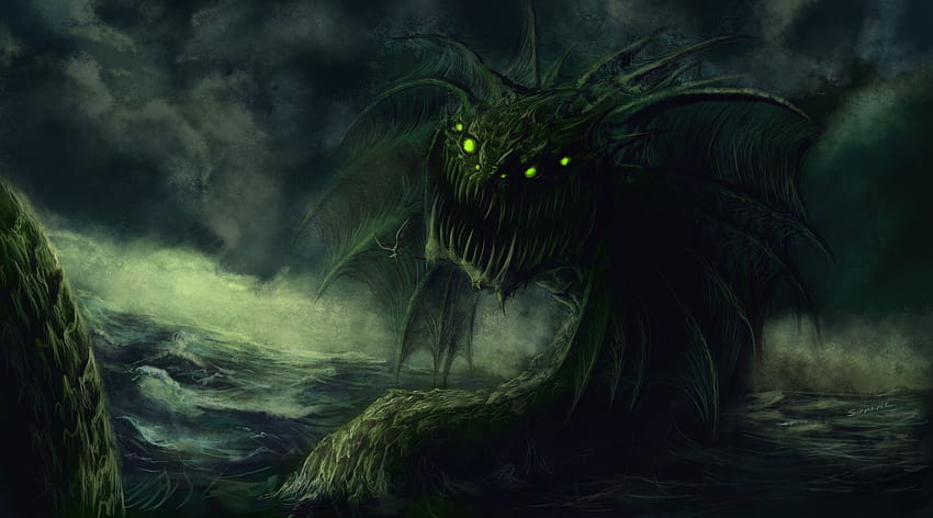 海の怪物の背景、神話上の海の生き物 高画質の壁紙
