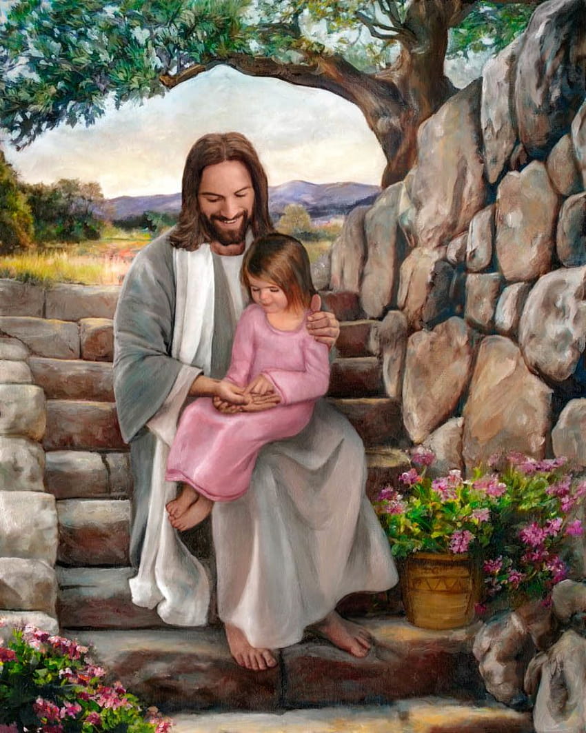 73 İsa gülme fikirleri, çocuklarla birlikte İsa HD telefon duvar kağıdı
