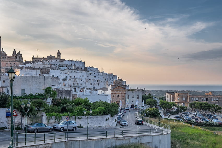 Alberobello, evening, sunset, beautiful italian city, stairs, white  buildings, HD wallpaper | Peakpx