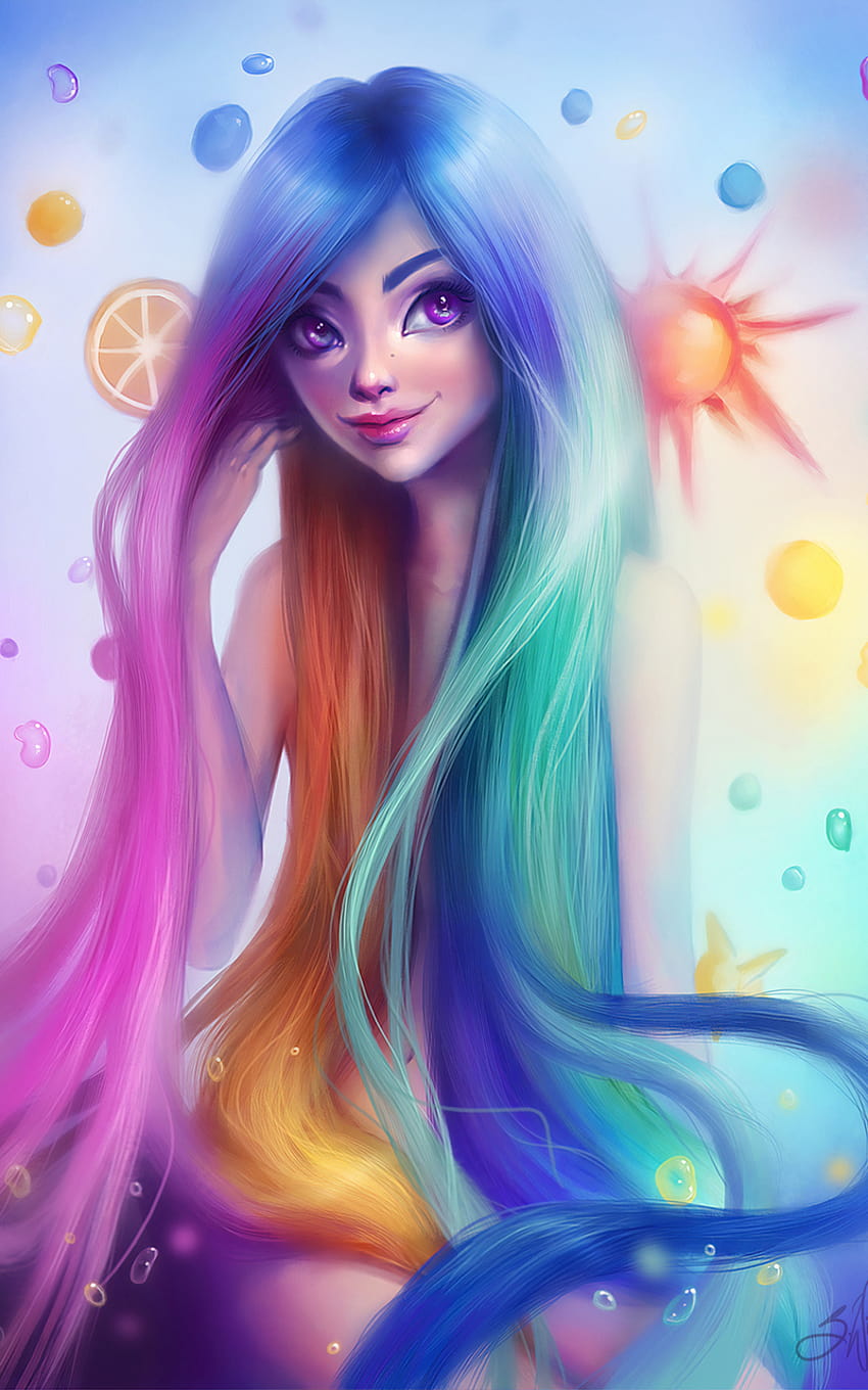 800x1280 Rainbow Hair Girl Nexus 7,Samsung Galaxy Tab 10,Note Android  Tablets , Backgrounds, and, rainbow anime girl HD phone wallpaper | Pxfuel