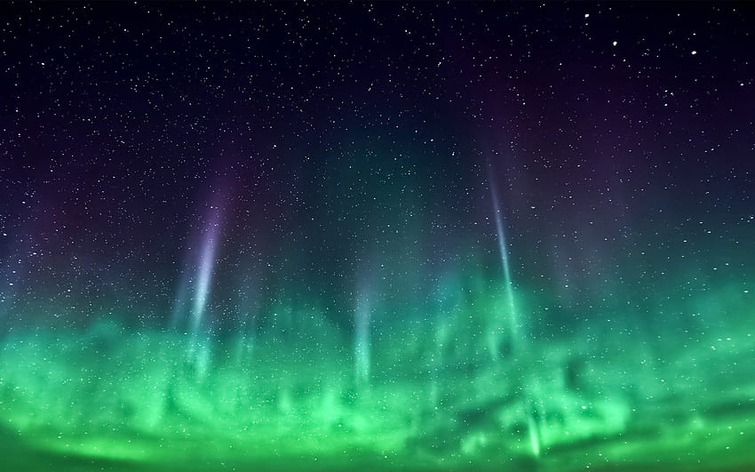 Green Light Sky Aurora Borealis gwiazdy północna przestrzeń, zielone niebo Tapeta HD
