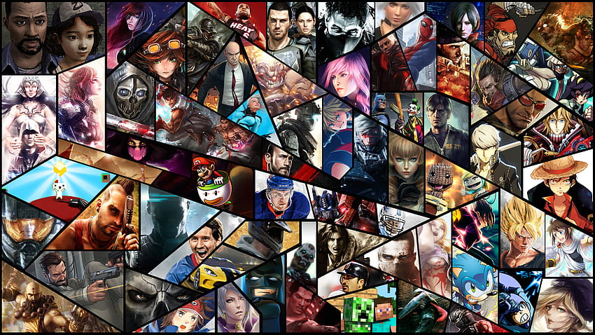 Collage de videojuegos populares, collage de fondo de pantalla