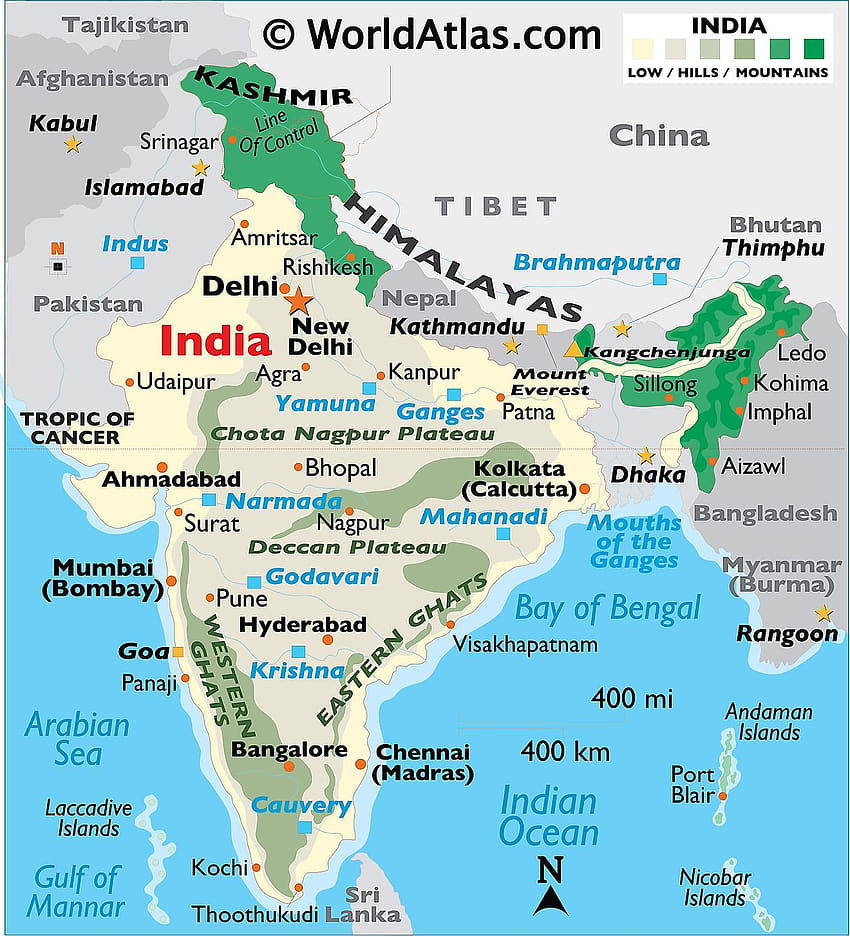 India Maps & Facts, physische Karte von Indien HD-Handy-Hintergrundbild