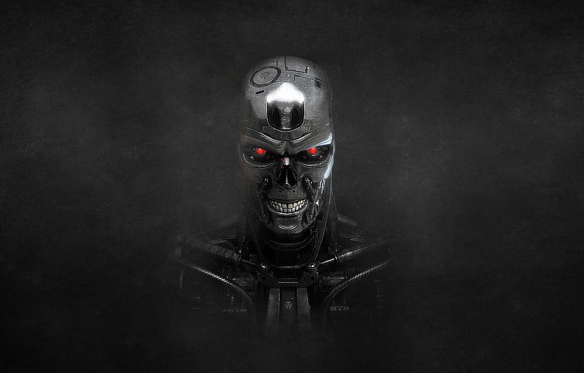 the dark background, skull, robot, terminator, skeleton, terminator , section фантастика, terminator robots HD wallpaper