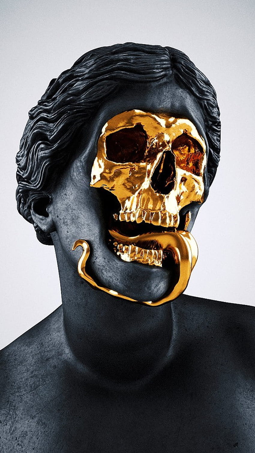 Statue Skull Gold Marble Roman Greek Sculpture • For You, roman statue HD phone wallpaper
