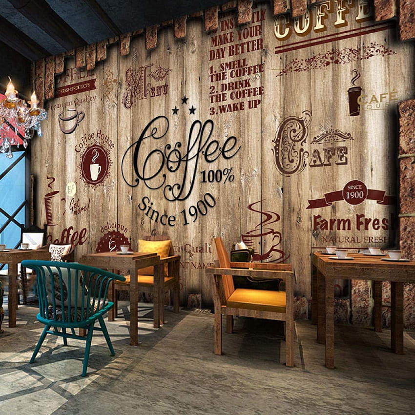 Mural 3D Mural Seamless Tooling Cafe Western Restaurant Internet Cafe Backgrounds Wall Retro Vintage Cafe Mural HD phone wallpaper