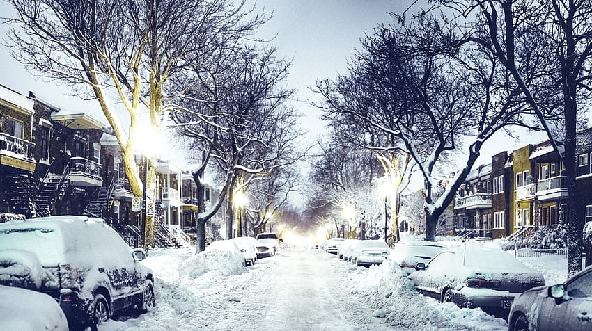 Schnee, Natur, Straße, Kanada, Autos, Winter, Stadt, Verschneit, Winterzeit HD-Hintergrundbild