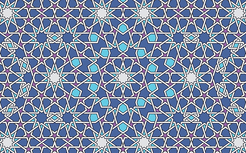 islamic ornament texture, texture with stars, blue ornament texture, islamic texture, blue geometric background, islamic pattern with resolution 2880x1800. High Quality HD wallpaper