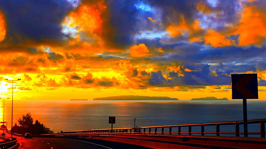 4k, 16:9 wallpaper for a pc, porsche 911 on a road with sunset