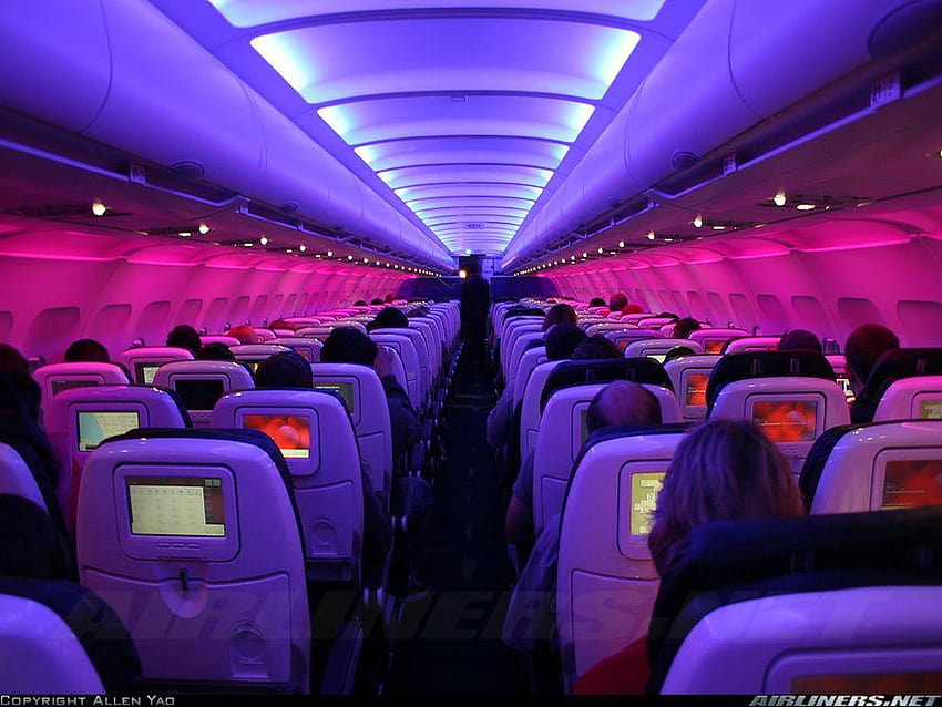 Virgin America Airbus A320 Pasajeros http://www.mobdecor/b2b, cabina de avión fondo de pantalla