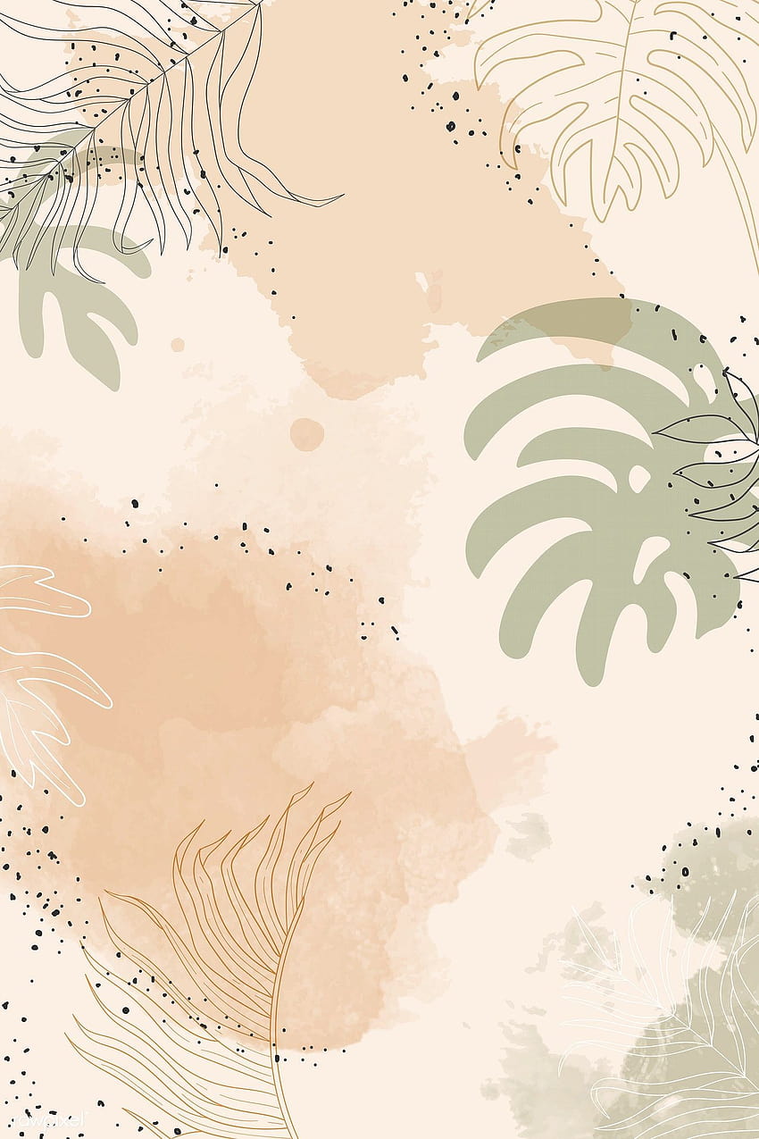 premium illustration of Beige leafy watercolor backgrounds, beige phone aesthetic HD phone wallpaper