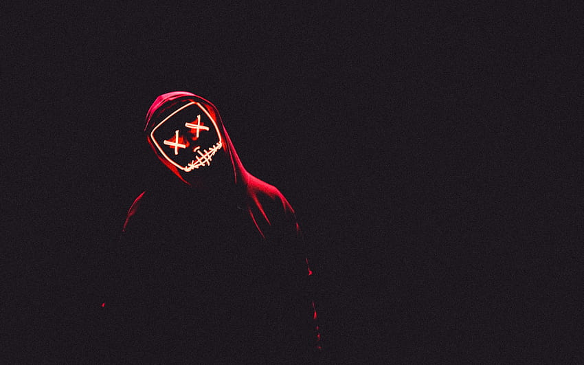 3840x2400 mask, hood, anonymous, dark, man, light ultra 16:10 backgrounds, black anonymous HD wallpaper
