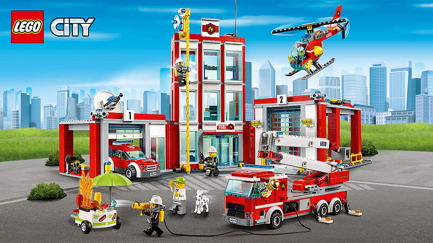 pompier, caserne de pompiers, appareil d'incendie, service d'incendie, véhicule, lego, service d'urgence, véhicule à moteur, urgence, jouet, pompier Fond d'écran HD