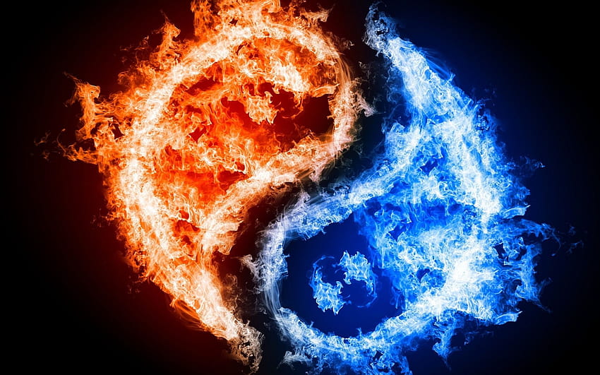 Api Biru dan Merah Biru dan Merah, api biru vs merah Wallpaper HD