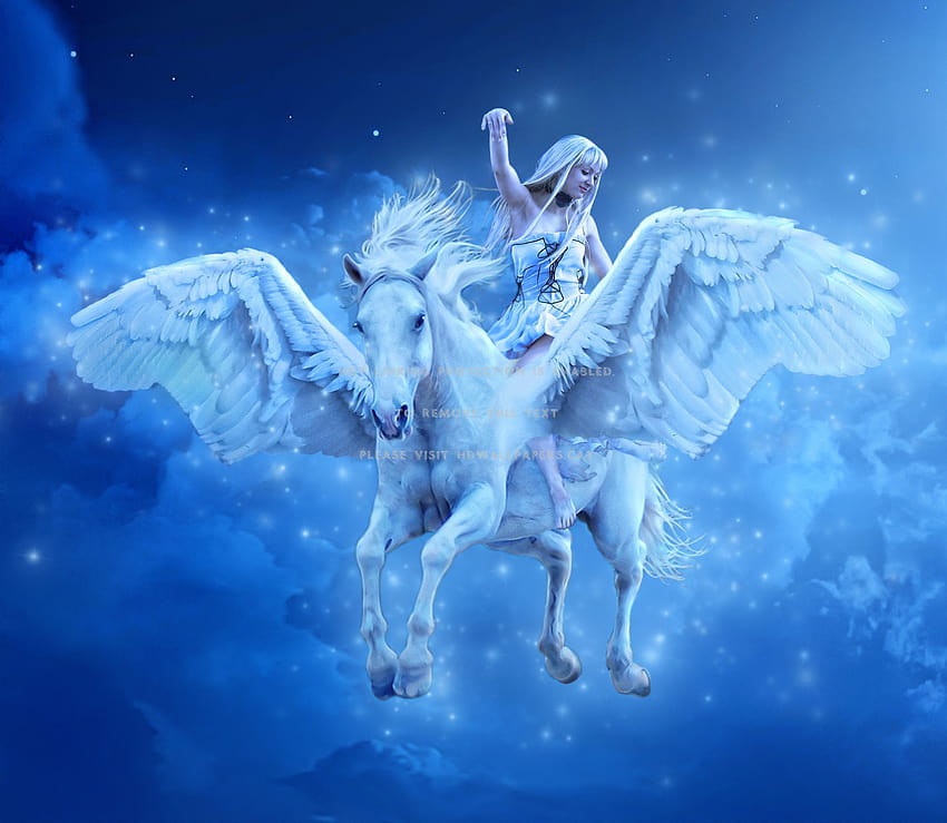 volador pegaso caballo azul fantasía abstracta, caballo volador fondo de pantalla