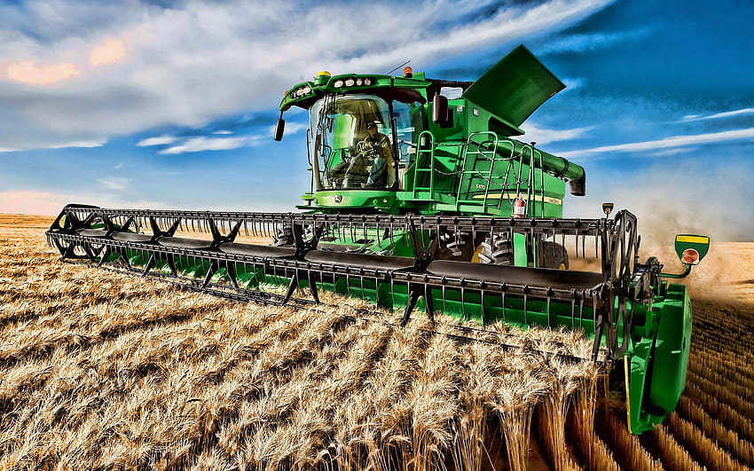 John Deere S670, grain harvesting, 2019 combines, john deere 2019 HD wallpaper