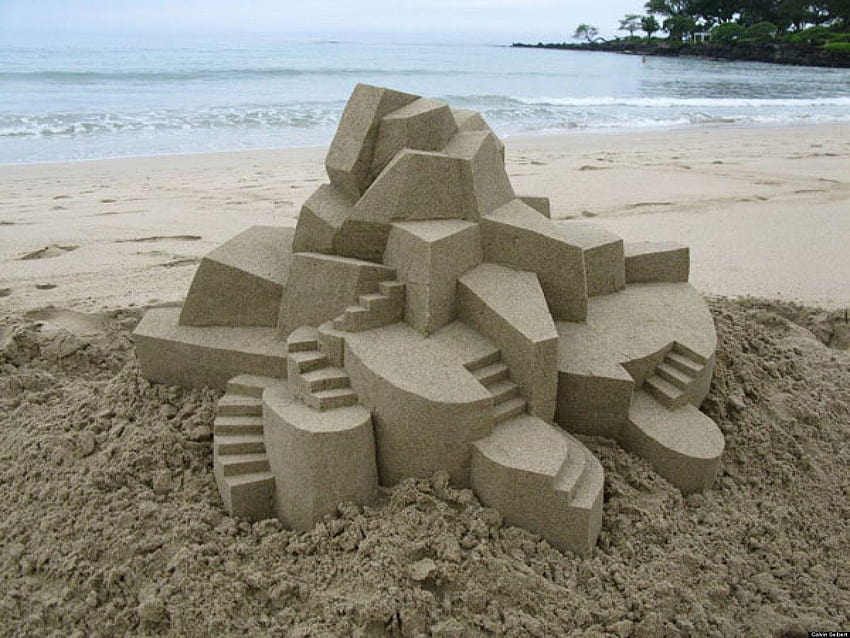 Geometrically Modern Sandcastles by Artist Calvin Seibert HD wallpaper