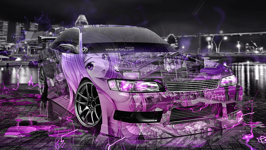 Toyota Mark2 JZX90 JDM Anime Girl Aerography City Energy Car 2016 el Tony, jdm Nacht HD-Hintergrundbild