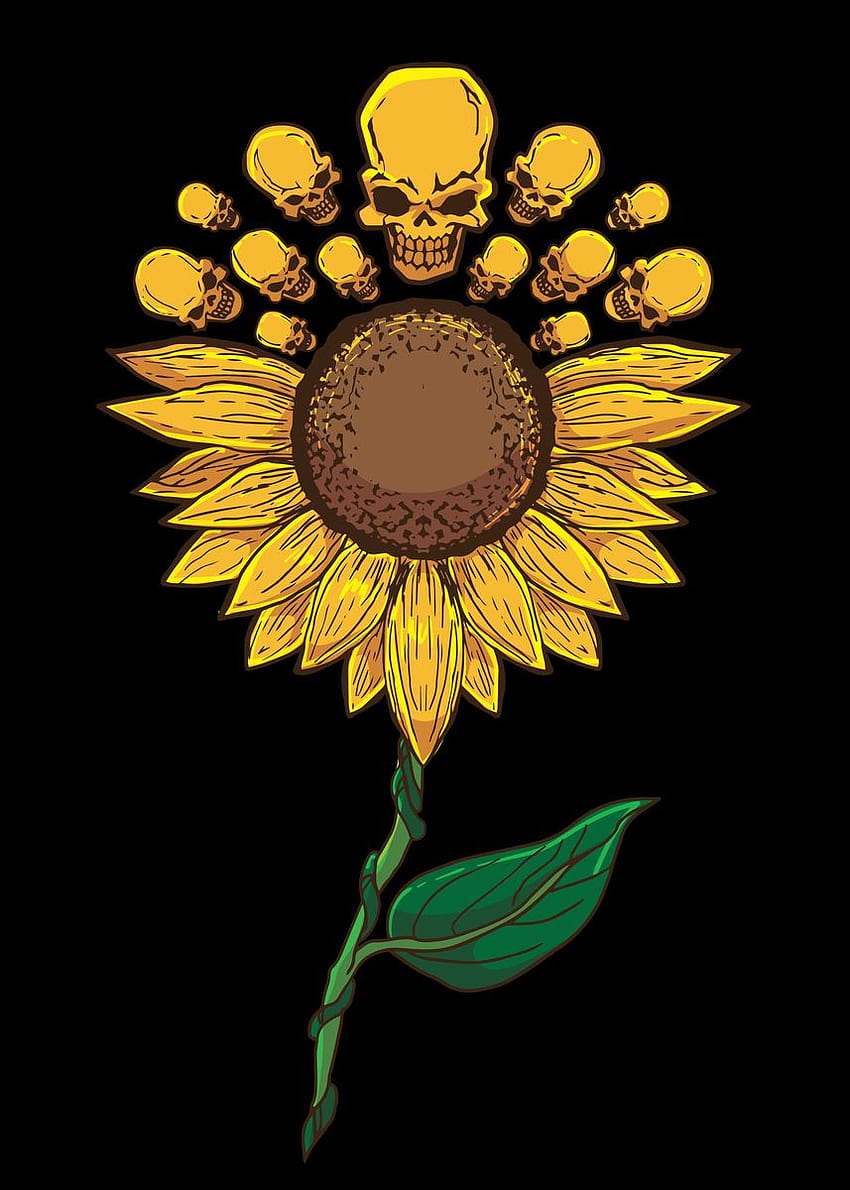 Sunflower Skull' Poster by Teecher Martin, skull and sunflowers HD