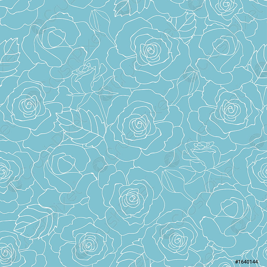 Pastel summer roses garden seamless pattern on soft blue backgrounds HD phone wallpaper