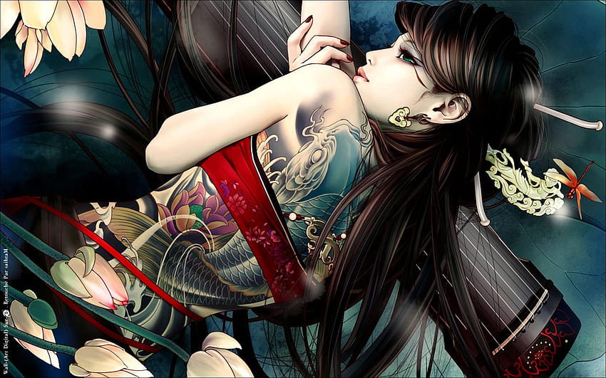 HD wallpaper: anime, anime girls, tattoo, blonde, short hair, tuxedo, yakuza  | Wallpaper Flare