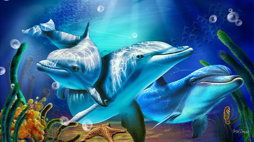 3D жив делфин HD тапет
