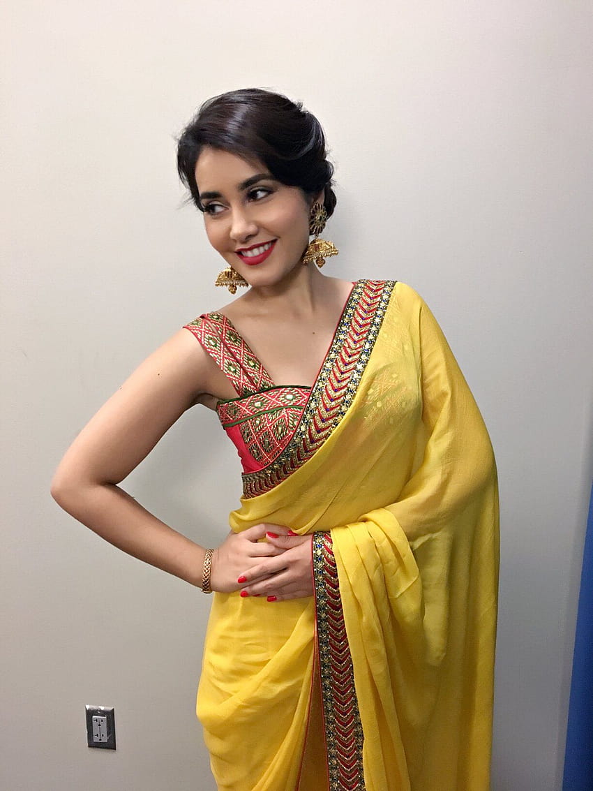 Rashi khanna looking beautiful in yellow saree 14, rashi khanna saree HD phone wallpaper