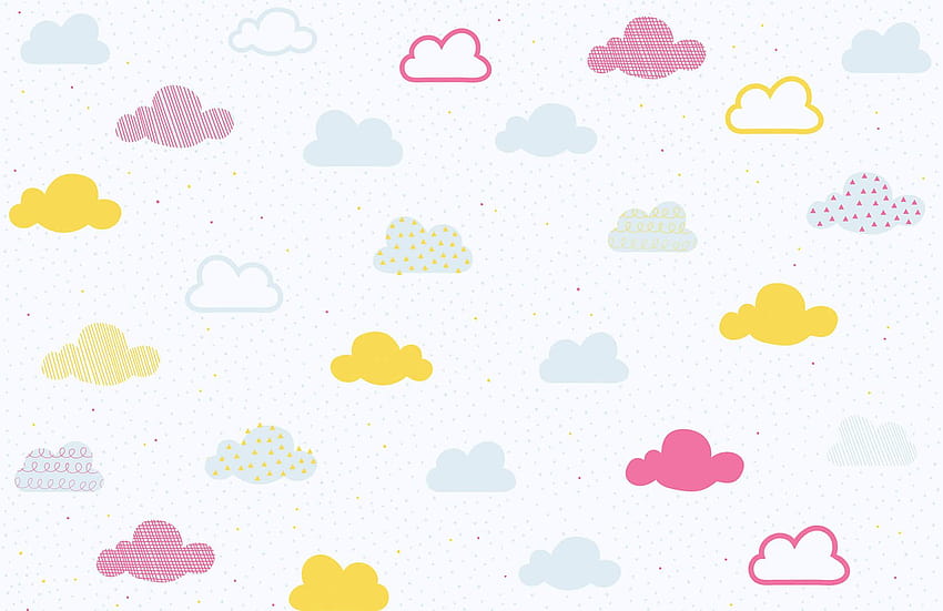 Bright Pastel Cloud Pattern Mural, yellow clouds HD wallpaper