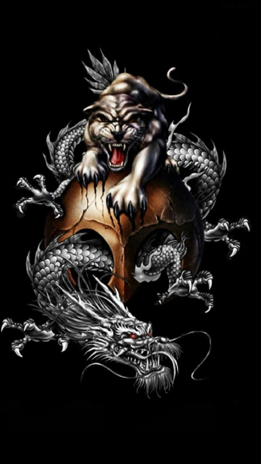 Tiger And Dragon posted by Michelle Anderson, lion vs tiger HD phone wallpaper