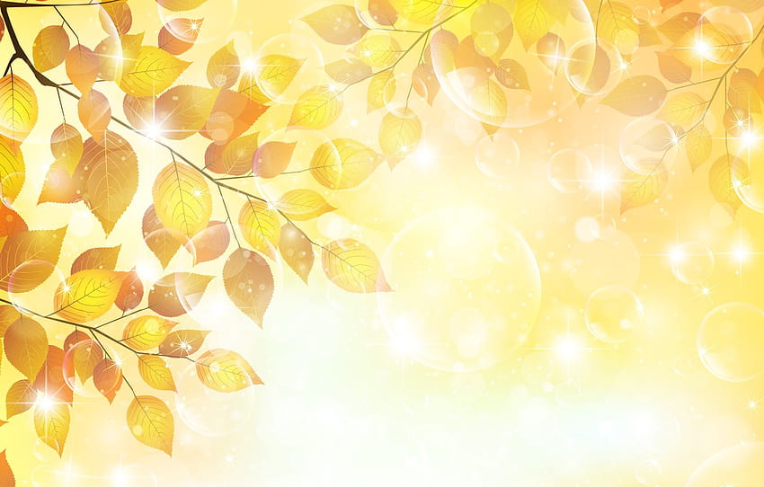 musim gugur, daun, gelembung, setangkai, glitter , bagian рендеринг, glitter musim gugur Wallpaper HD