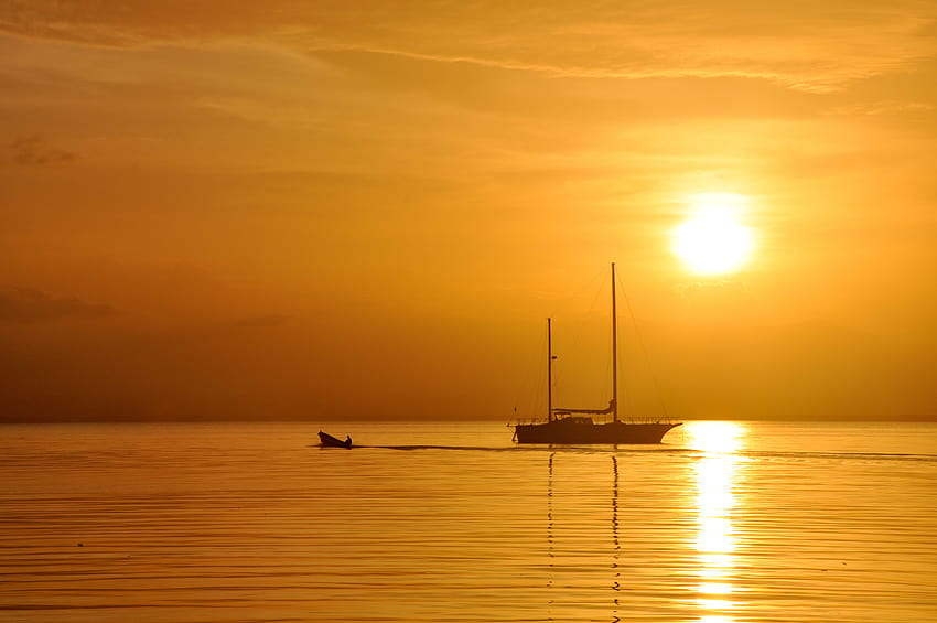 Boat Ocean Sea Sun Sunset Thailand orange, thailand beach sunset HD wallpaper