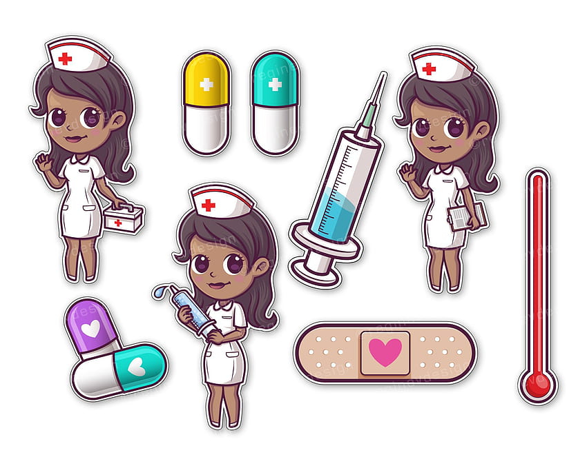 Cute Nurse and Hospital Clipart Hospital African American, aesthetic doctor  girl cartoon HD wallpaper | Pxfuel