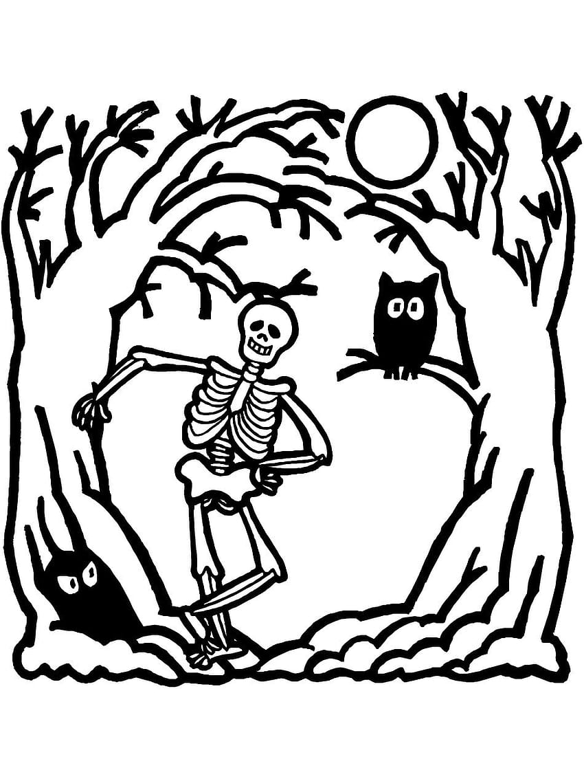 Printable Skeleton Coloring Page For Kids, halloween coloring pages HD phone wallpaper