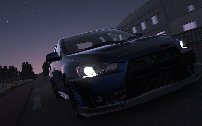 Night Project CARS Mitsubishi Lancer Evo X EVO Le Mans Video Games, lancer evo x face HD wallpaper