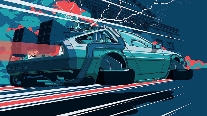 Back To The Future Car Illustration , Artist วอลล์เปเปอร์ HD