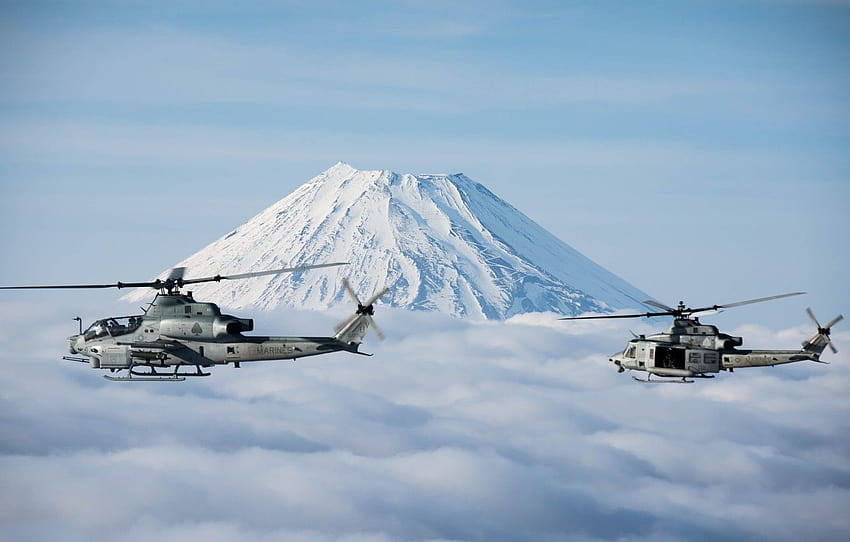 Helicopter, Fuji, UH, marines helicopter HD wallpaper