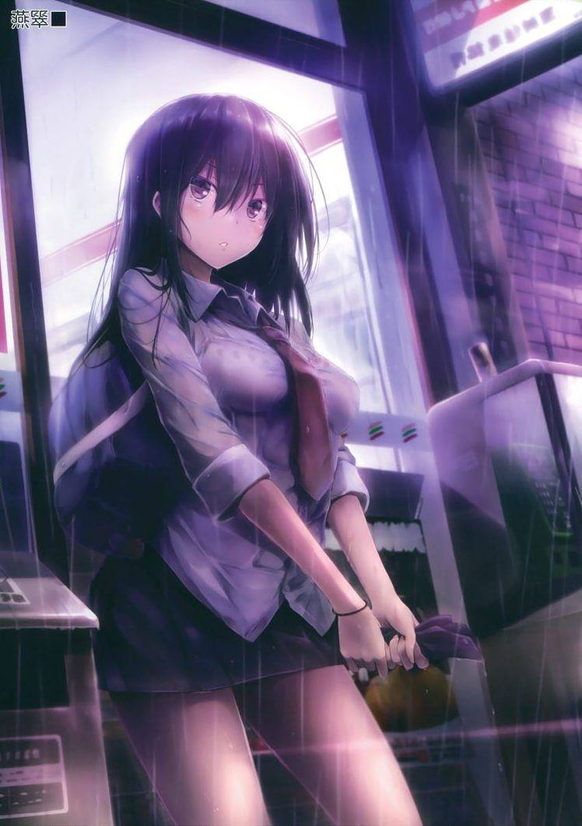 original Characters, Rain, Wet Clothing, Anime Girls, mobile cartoon girl HD phone wallpaper